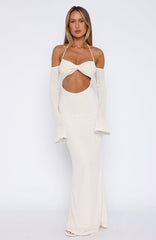To The Beach Long Sleeve Maxi Dress Cream