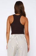 No Peace Racer Back Pyjama Top Chocolate