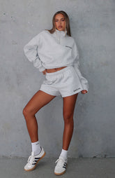 Core Classic Zip Front Sweater Dark Grey Marle