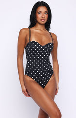 Stuck To You Bodysuit Black/White Polka Dot