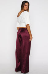 Always Punctual Wide Leg Pants Wine