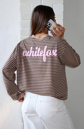 Catch The Drift Long Sleeve Tee Chocolate/Tan Stripe