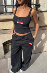Club 14 Cassie Wide Leg Sweatpants Black