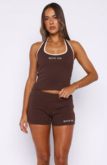 Doing My Best Ribbed Halter Top Chocolate