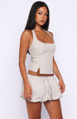 I'm Next Halter Top Beige Check