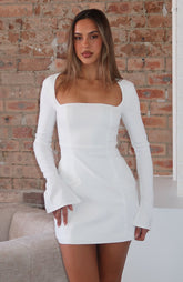Living For Love Long Sleeve Mini Dress Off White