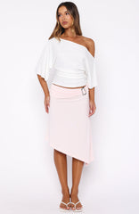 Sending My Love Asymmetric Midi Skirt Pink