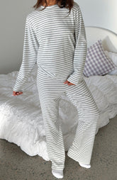Slow Life Pyjama Pants Grey/White Stripe