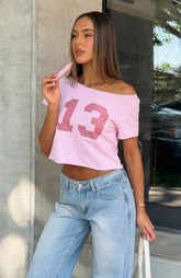 Whenever You're Ready Off Shoulder Relaxed Tee Pink