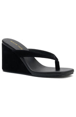 Grace Wedge Black Faux Suede