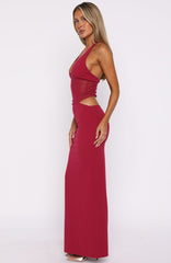 No Notes Needed Halter Maxi Dress Cherry