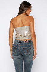 Girl Time Cinched Waist Strapless Top Champagne