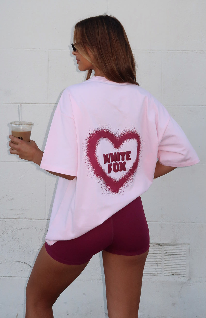 11th Street City Girl At Heart Oversized Tee Strawberry Whip