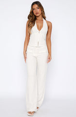 I Don't Compete Straight Leg Pants White