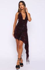 Rose Blush Mini Dress Burgundy