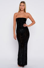 Running The Show Strapless Maxi Dress Black