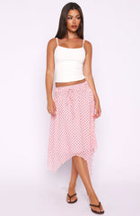 Static Soul Midi Skirt Pink Polka Dot