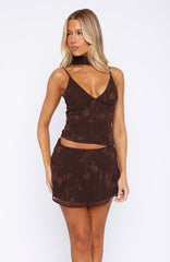 Summer Garden Mini Skirt Chocolate