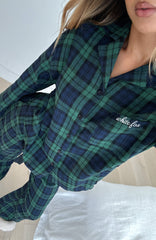 That Time Of Year Long Sleeve Pyjama Top Green/Navy