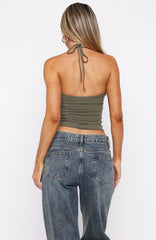 Timing Is Right Halter Top Olive